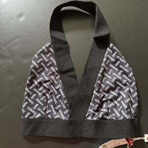 Kappa Authentic Black Thanos Halter Top Bra Bralette Sz Small New